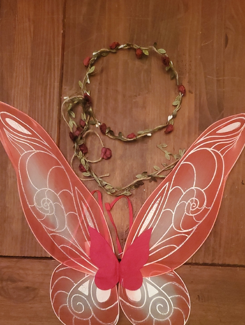 Red Fairy Wings with Floral Headpiece